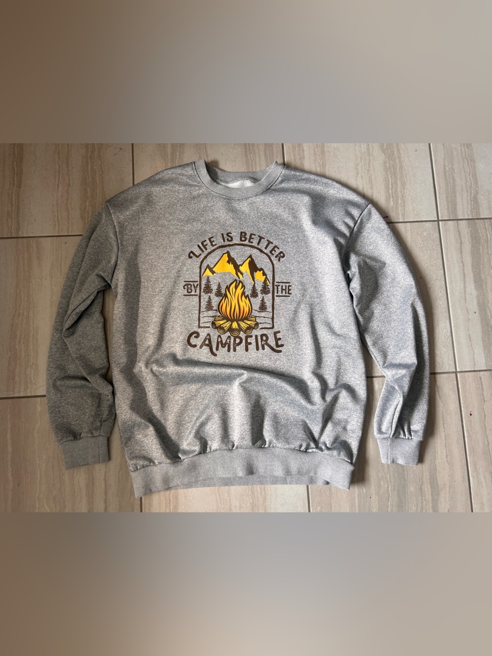 Gray Campfire Graphic Sweatshirt - Life Is Better by the Campfire size L